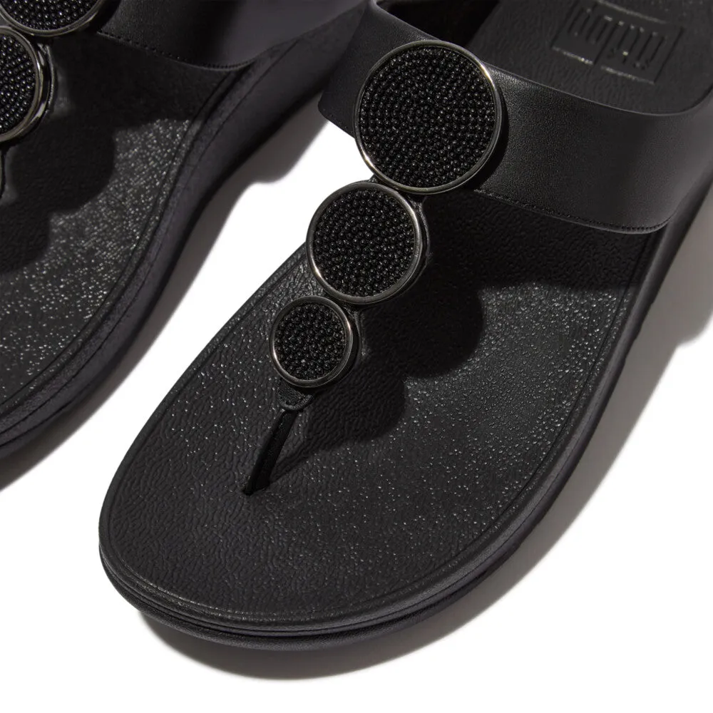 FitFlop Halo Bead Cirlcle Leather Toe Post Black