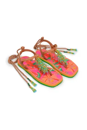 Floral Pietra Beaded Flat Sandal