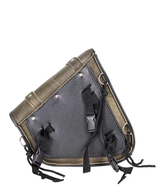 Genuine Distressed Brown Leather Left Side Solo Swing Arm Bag