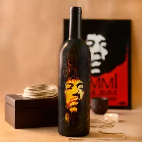 Hand Painted Jimmy Hendrix Glass Bottle