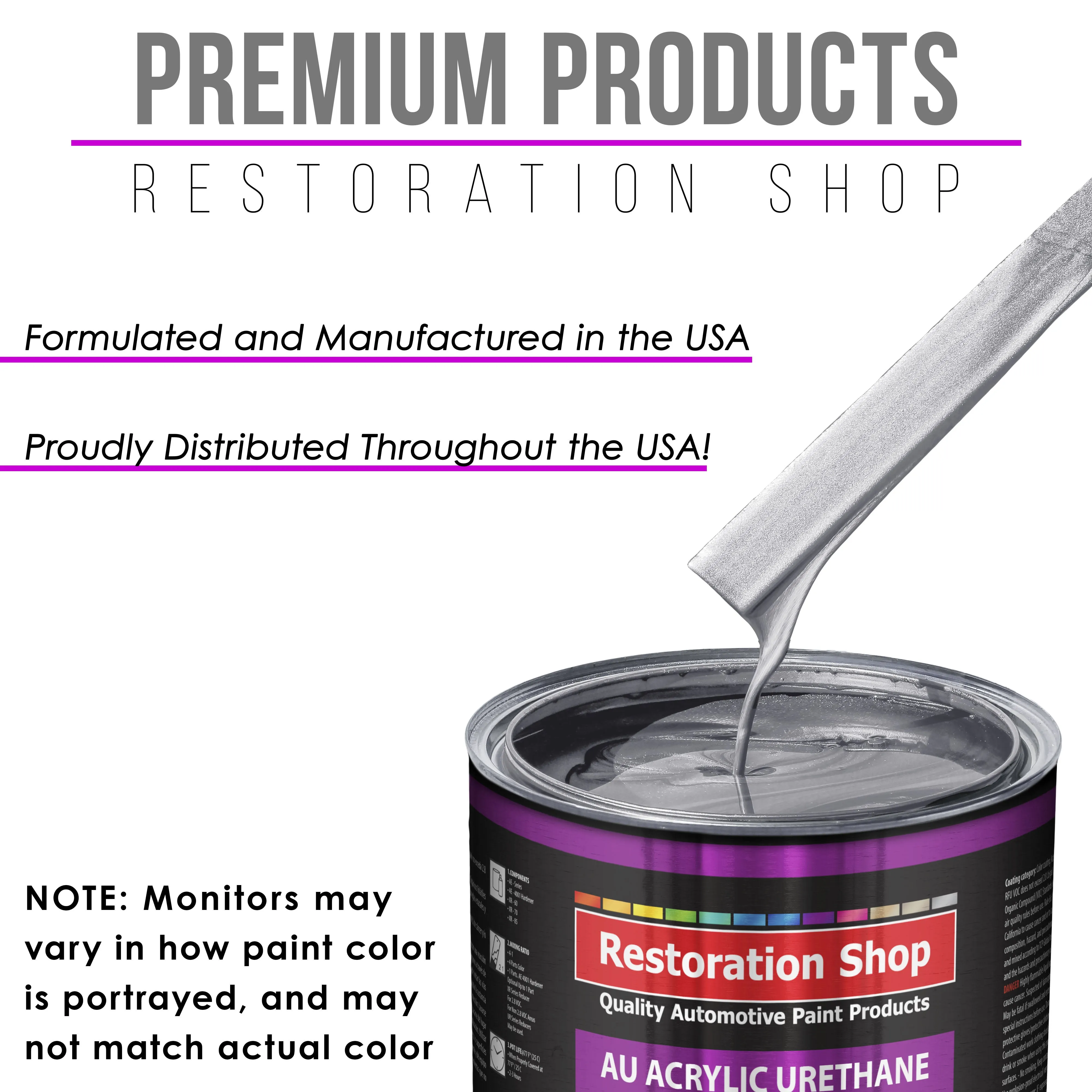 Iridium Silver Metallic Acrylic Urethane Auto Paint (Complete Gallon Paint Kit) Professional Single Stage Automotive Car Coating 4:1 Mix Ratio 2.8 VOC