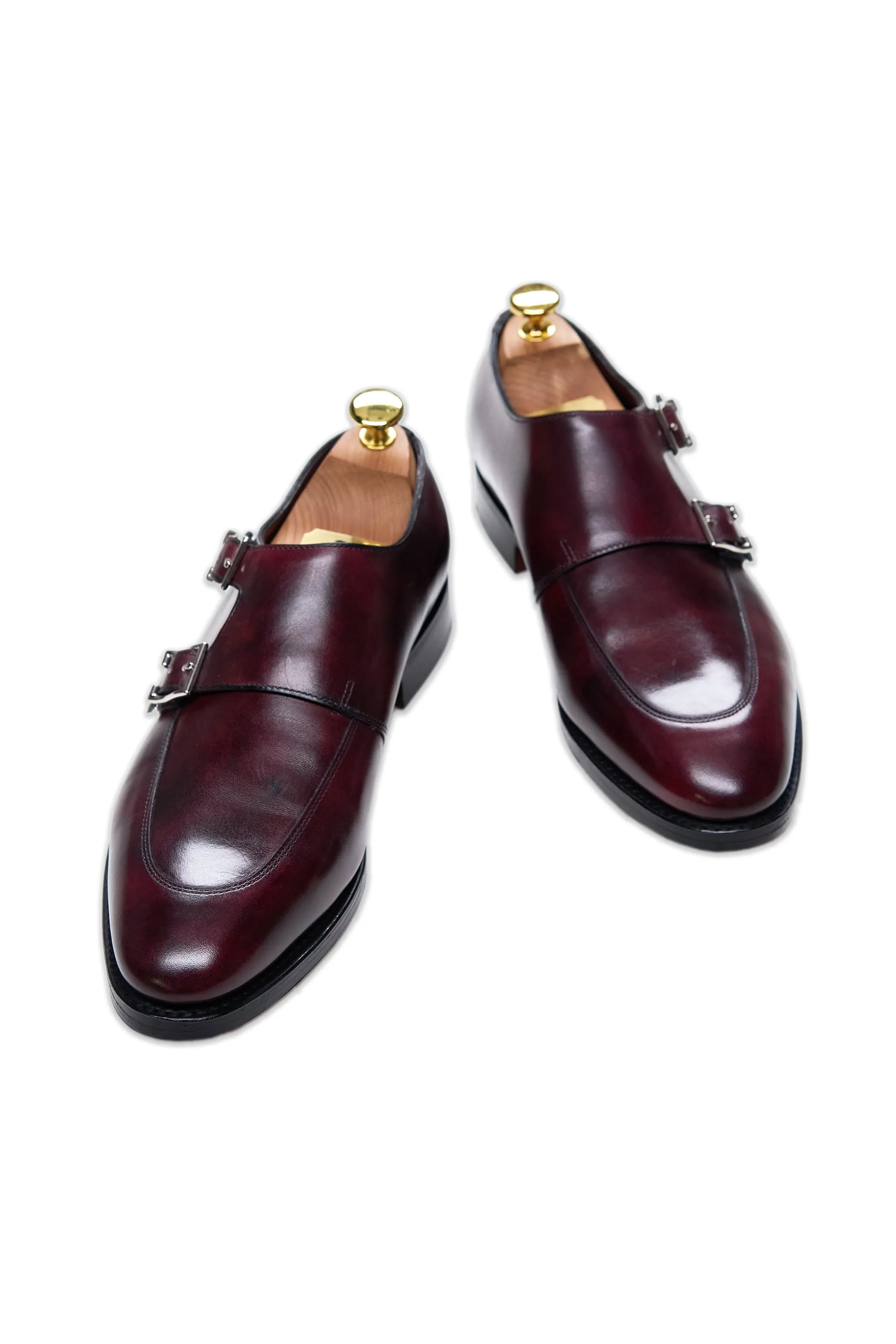 John Lobb "Sennen" Plum Museum Calf Double Monk Shoes