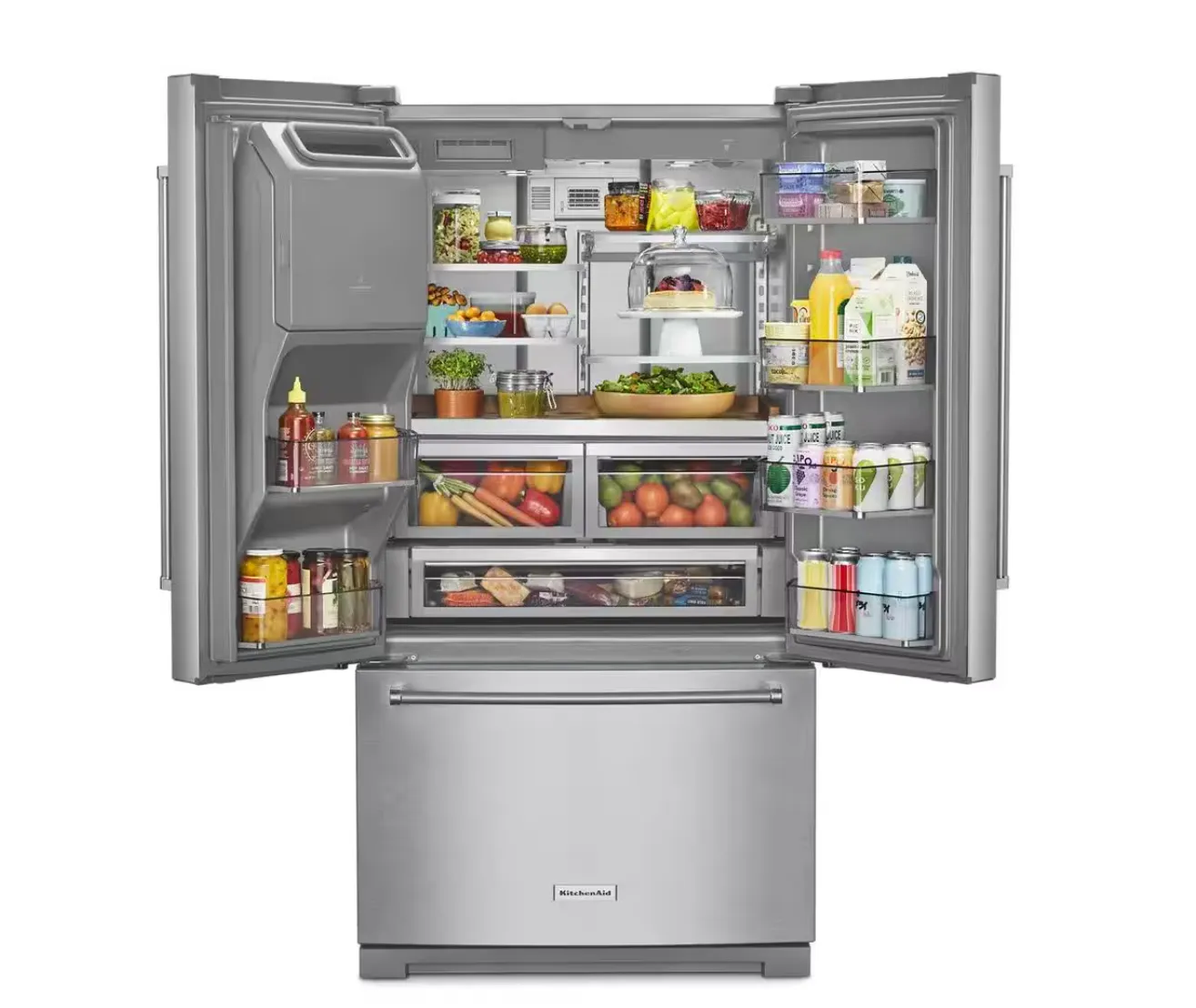 KitchenAid 26.8 cu. ft. French Door Refrigerator in Stainless Steel with PrintShield Finish MODEL # KRFF577KPS