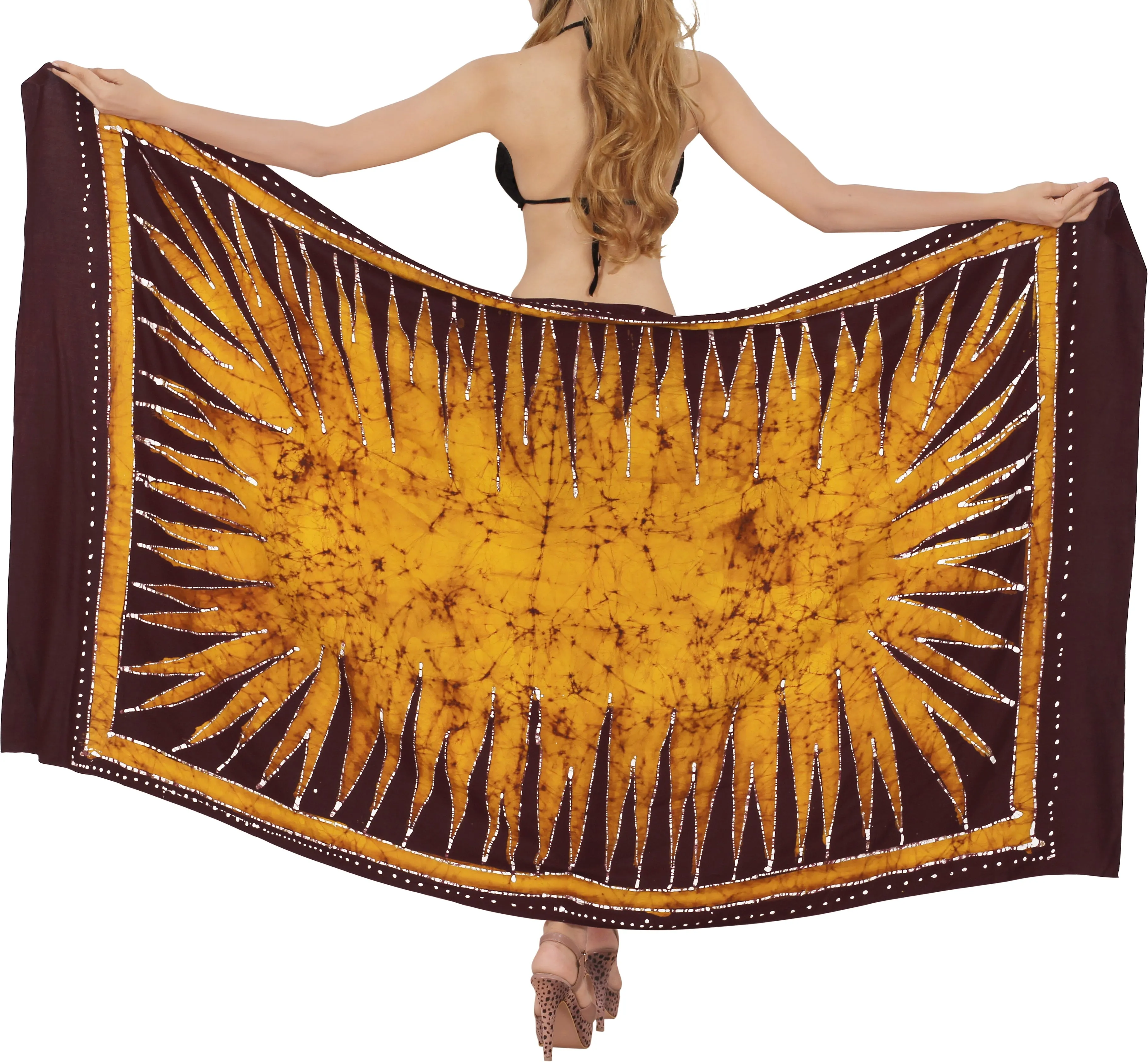 La Leela Rayon Batik Leaf Bikini  Beach Wrap Sarong