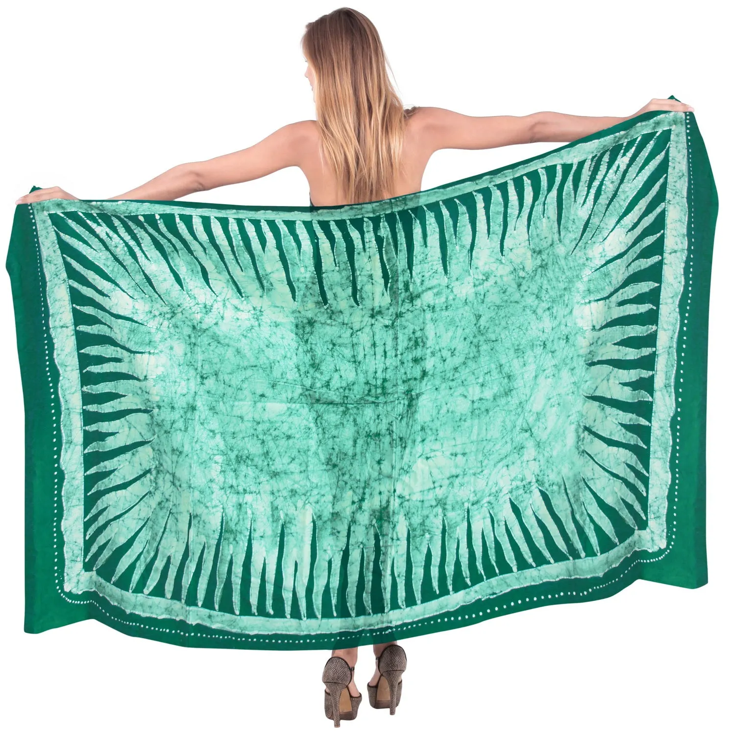 La Leela Rayon Batik Leaf Bikini  Beach Wrap Sarong