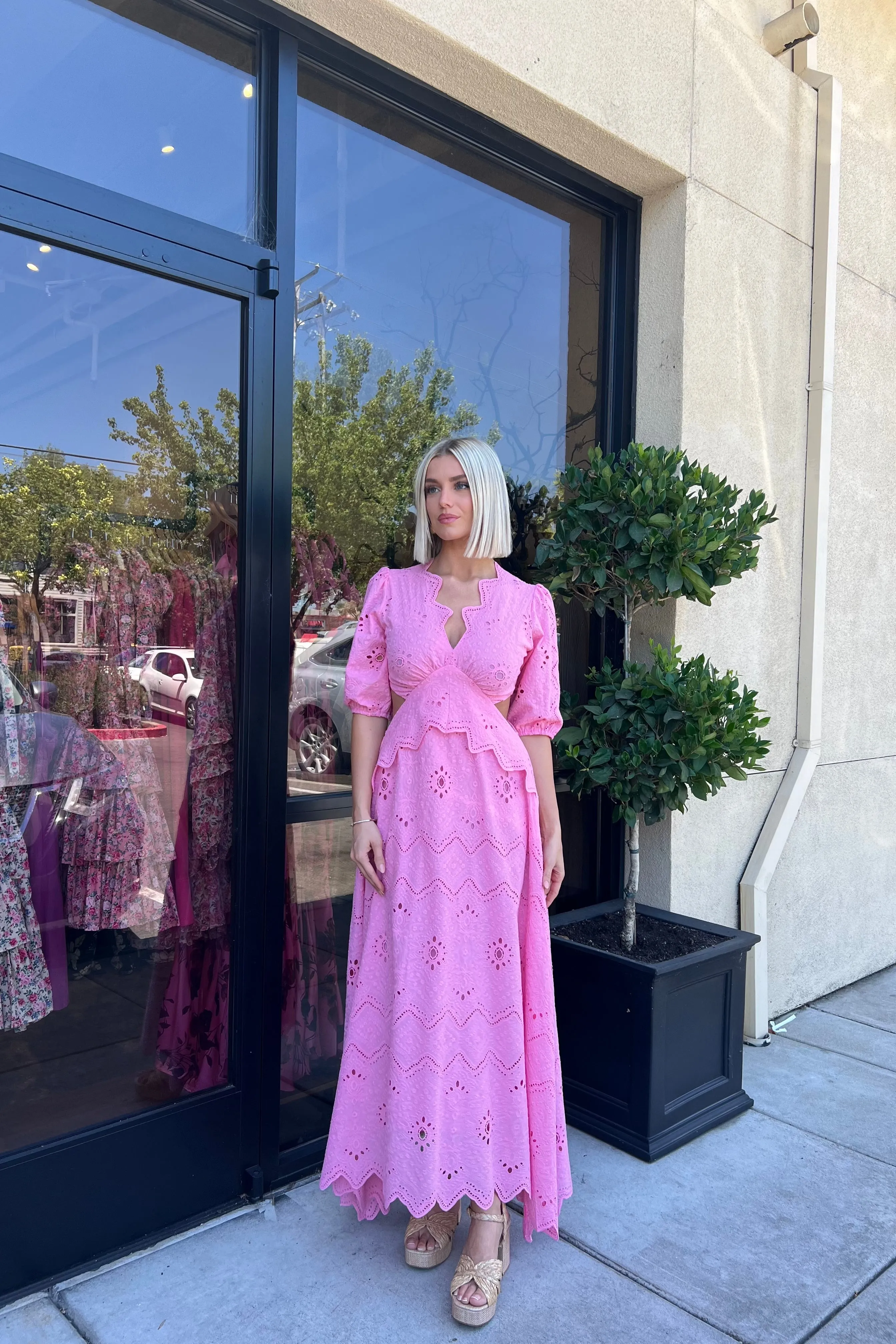 LA VIE EN ROSE EYELET DRESS