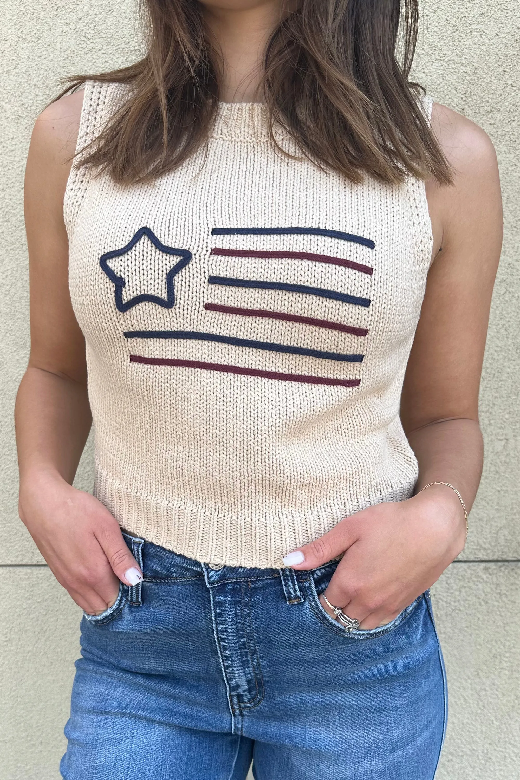 LIBERTY FLAG KNIT TOP