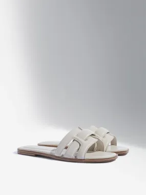 LUNA BLU Ivory Multi-Strap Slides