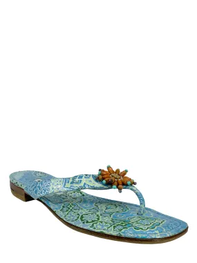 Manolo Blahnik Floral Printed Thong Sandals Size 11