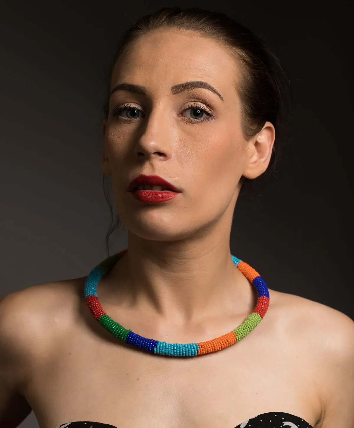 Multicoloured Choker and Strand Necklace Set