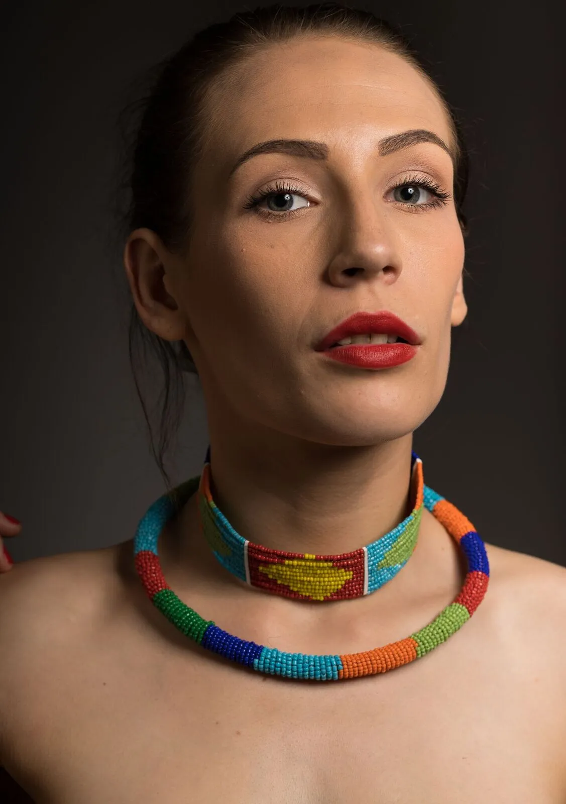 Multicoloured Choker and Strand Necklace Set