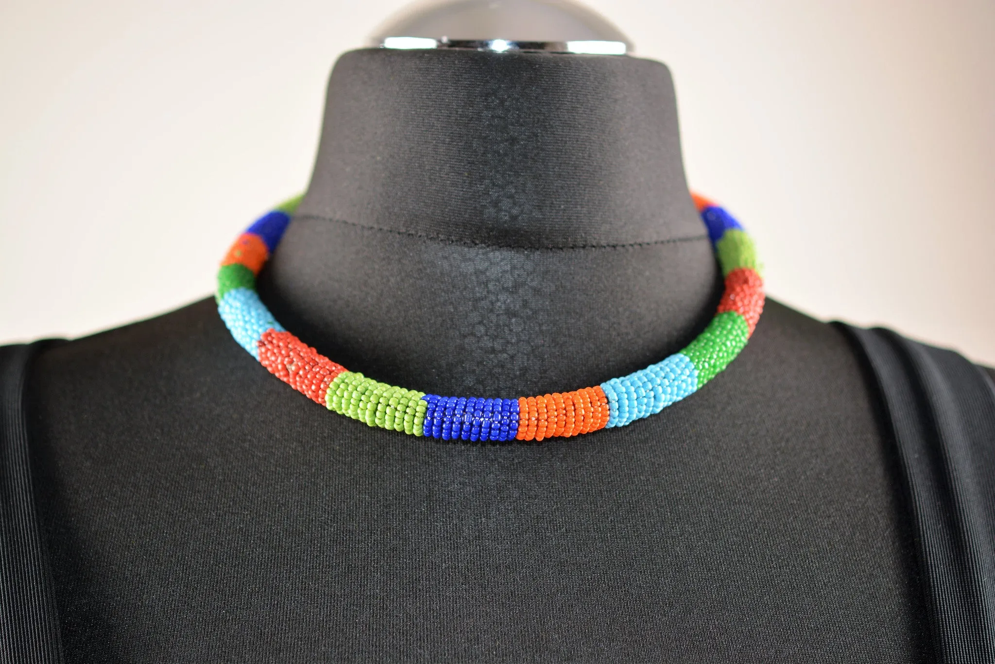 Multicoloured Choker and Strand Necklace Set