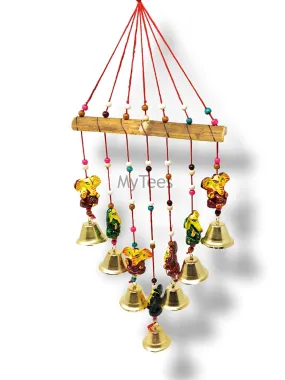 MyTees Handcrafted Rajasthani Wind Chime Door Wall Hanging Bells Decorative Showpiece for Home Decor, Temple Decor, Diwali Decor Gift, Corporate Gift - Multicolour