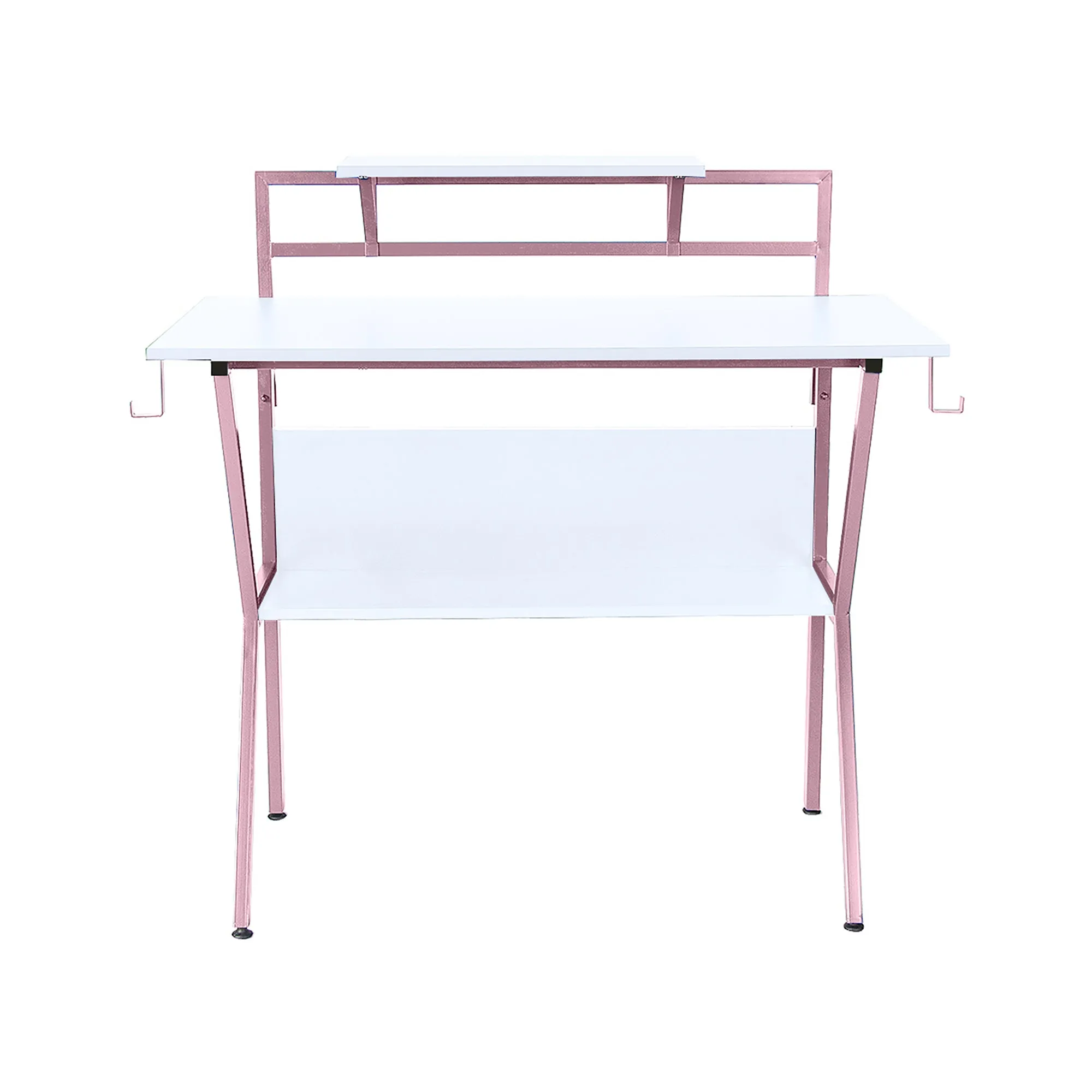 Neo Pink Ergonomic 2 Tier Gaming Computer Office Desk