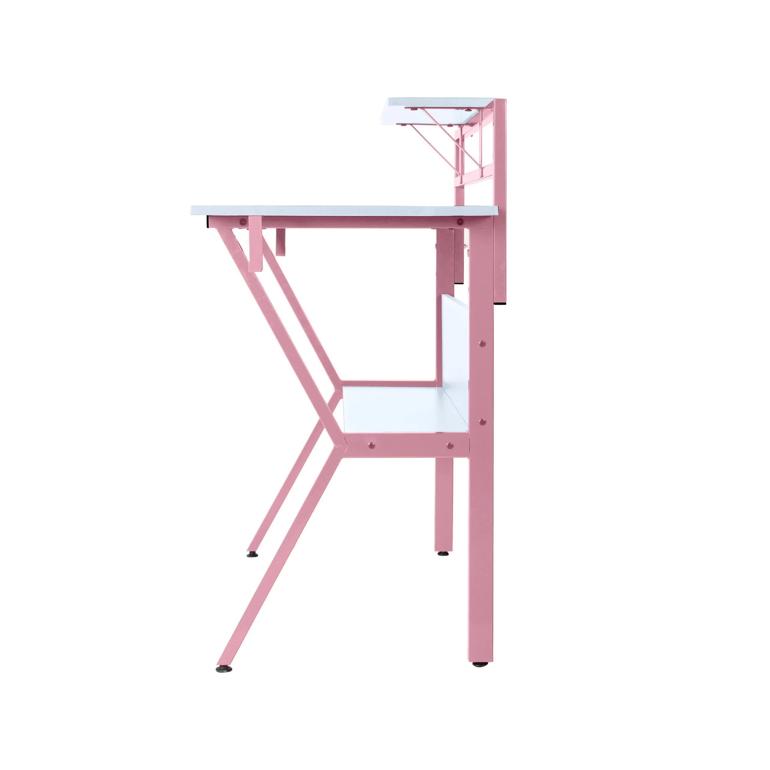 Neo Pink Ergonomic 2 Tier Gaming Computer Office Desk