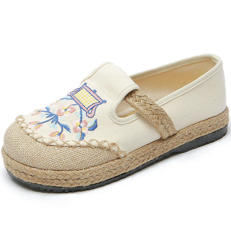 New Casual Cloth Shoes Original Girl Fresh Shallow Shoes Handicraft Sewing Embroidered Linen Shoes