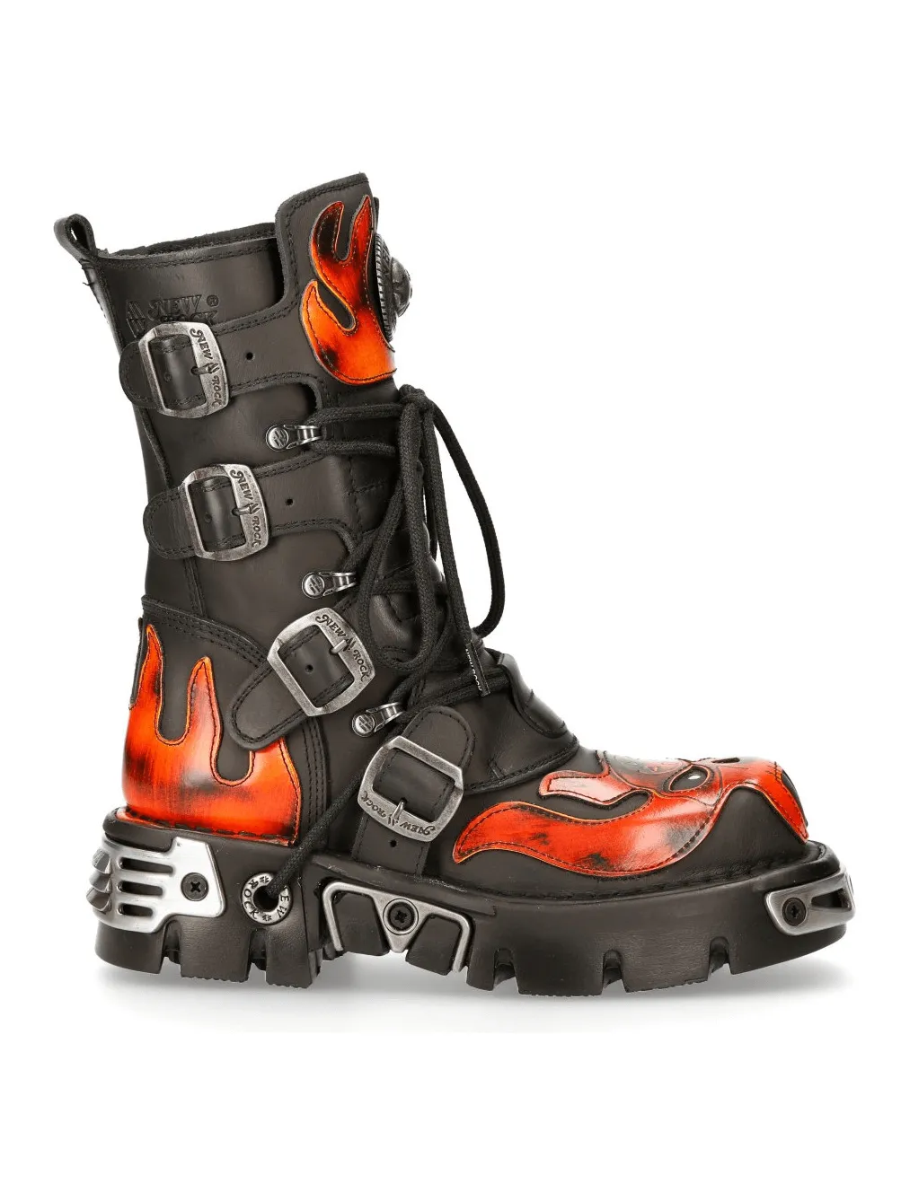 NEW ROCK Flame-Patterned Gothic Punk Rock Boots