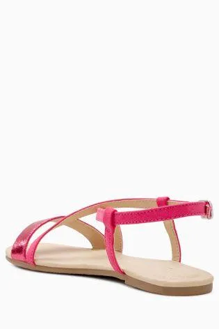 Next Girls Pink Metallic Strap Sandals