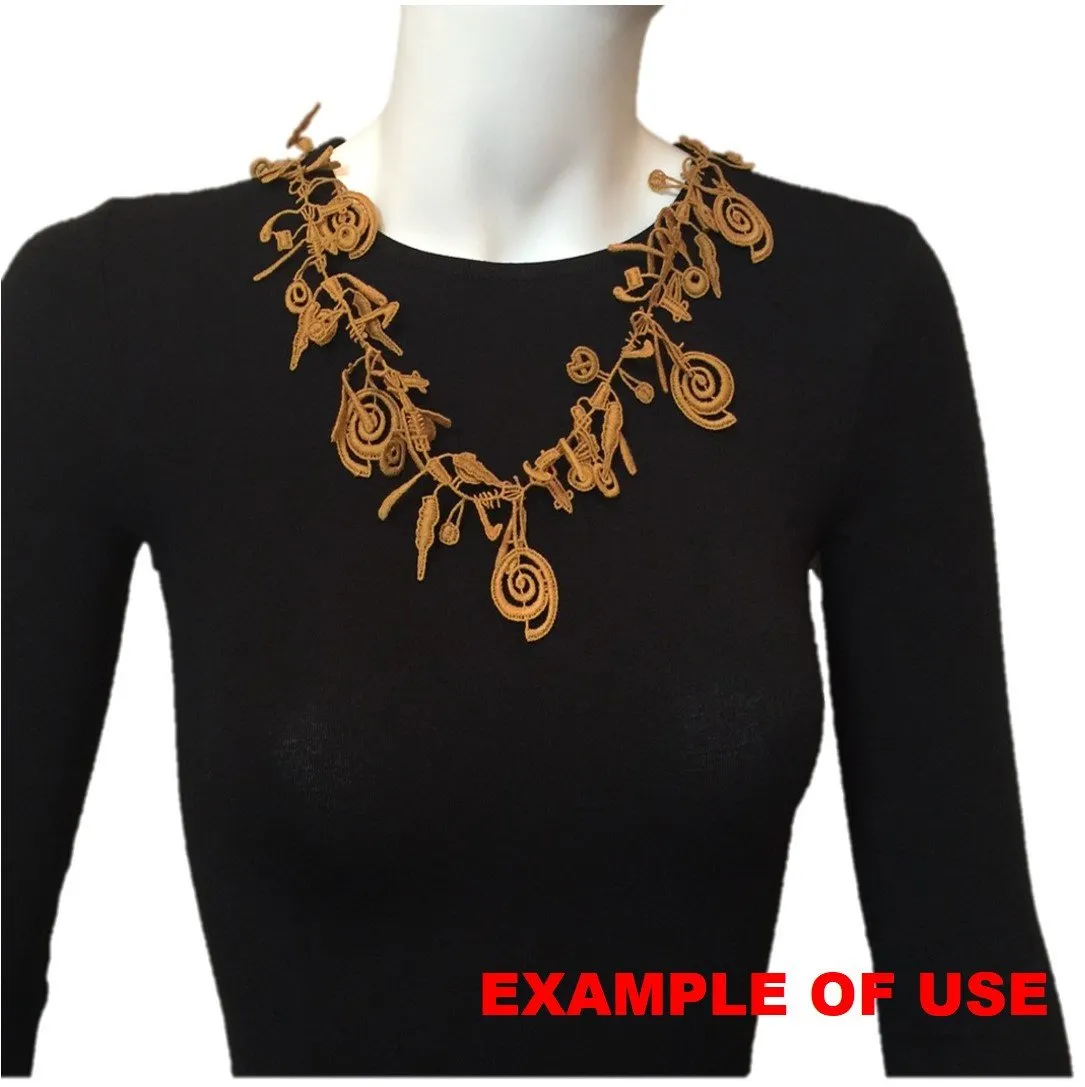 NUNO Lace Necklace: "Dunhuang" (Black)