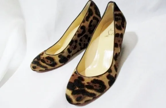 NWT NEW CHRISTIAN LOUBOUTIN PONY LEOPARD Wedge SHOE 36.5 / 6 Heel