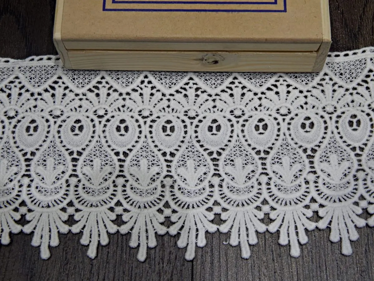 Orient LACE CRAFTCotton lace and Border Material (Size 12 cm) Qty 5 Meter, Off White