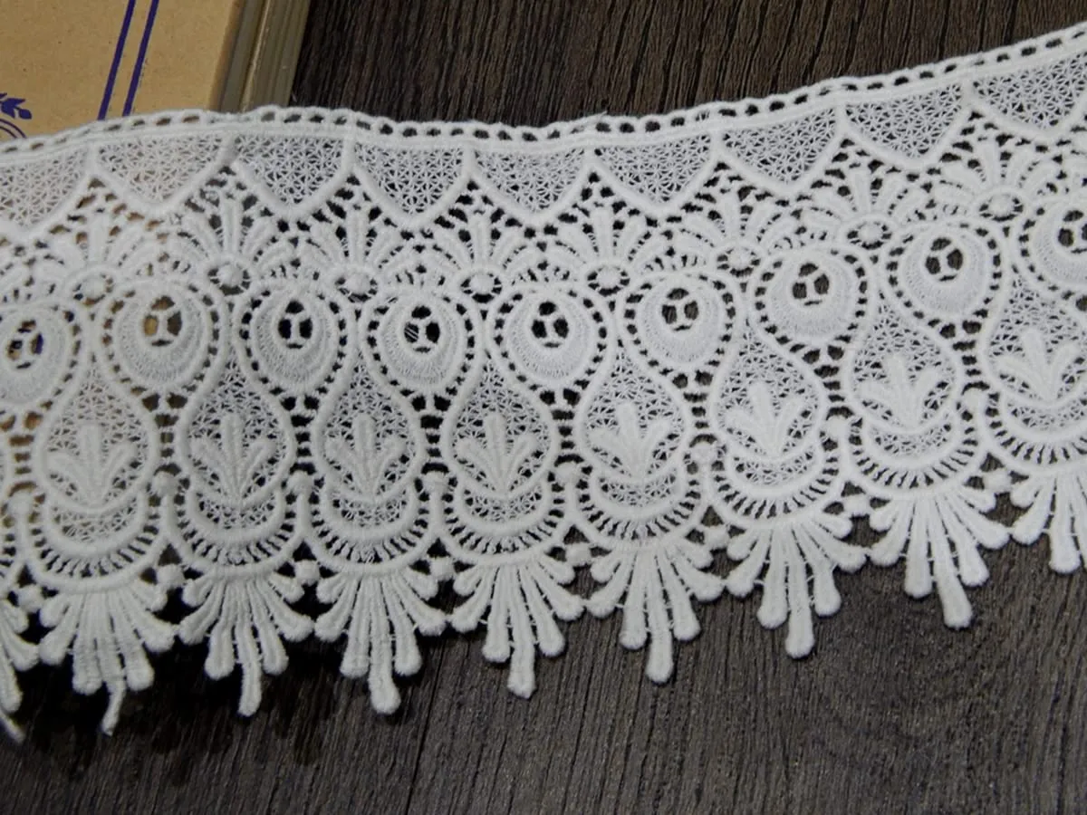 Orient LACE CRAFTCotton lace and Border Material (Size 12 cm) Qty 5 Meter, Off White