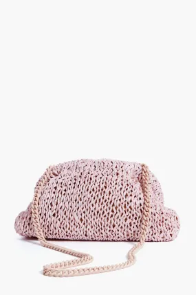 Pale Pink Raffia Game Clutch