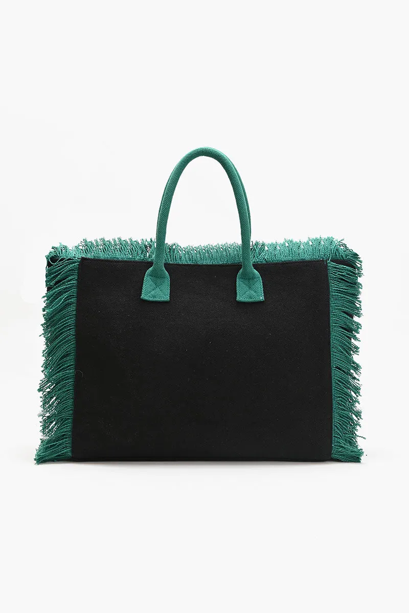 Parrot Beaded Fringed Tote