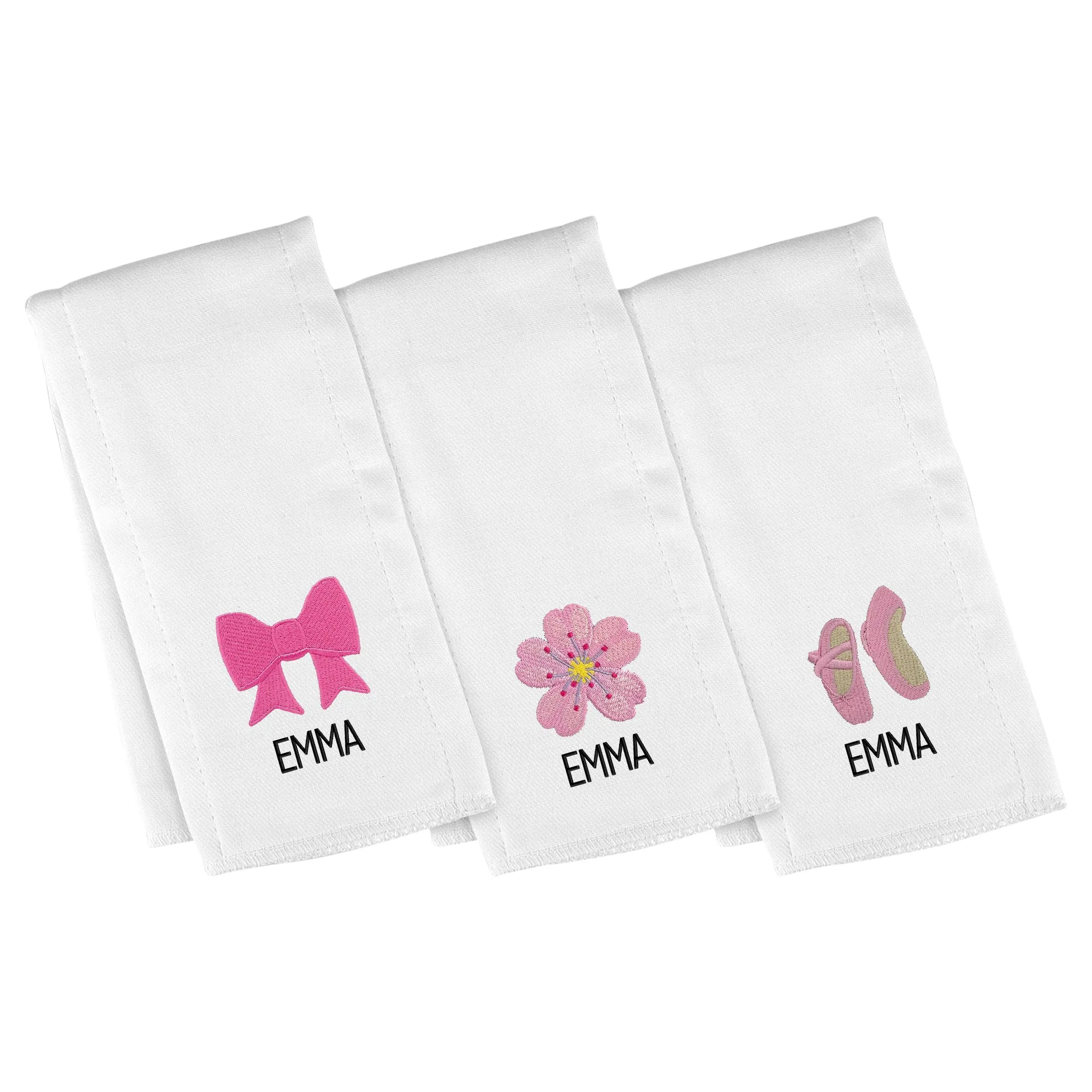 Personalized Emoji Burp Cloth - 3 Pack It's A Girl