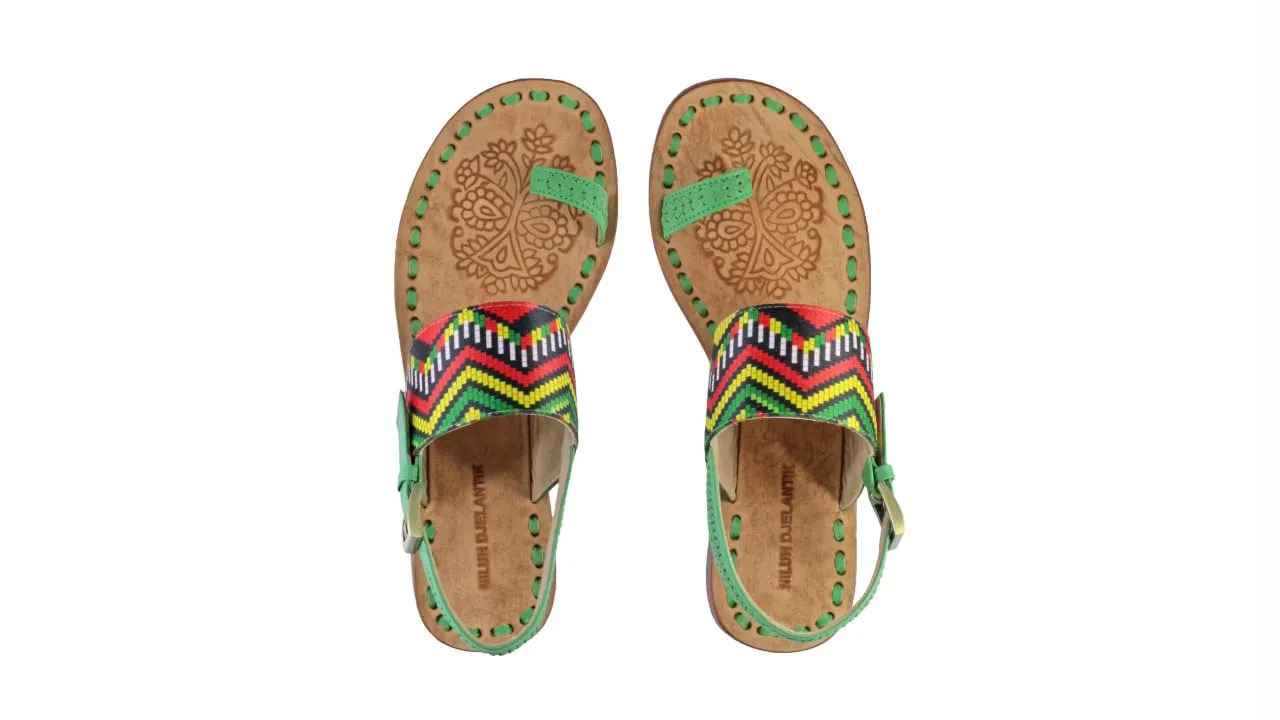 Prana 20mm Flat - Green & Rasta Zigzag Ribborn