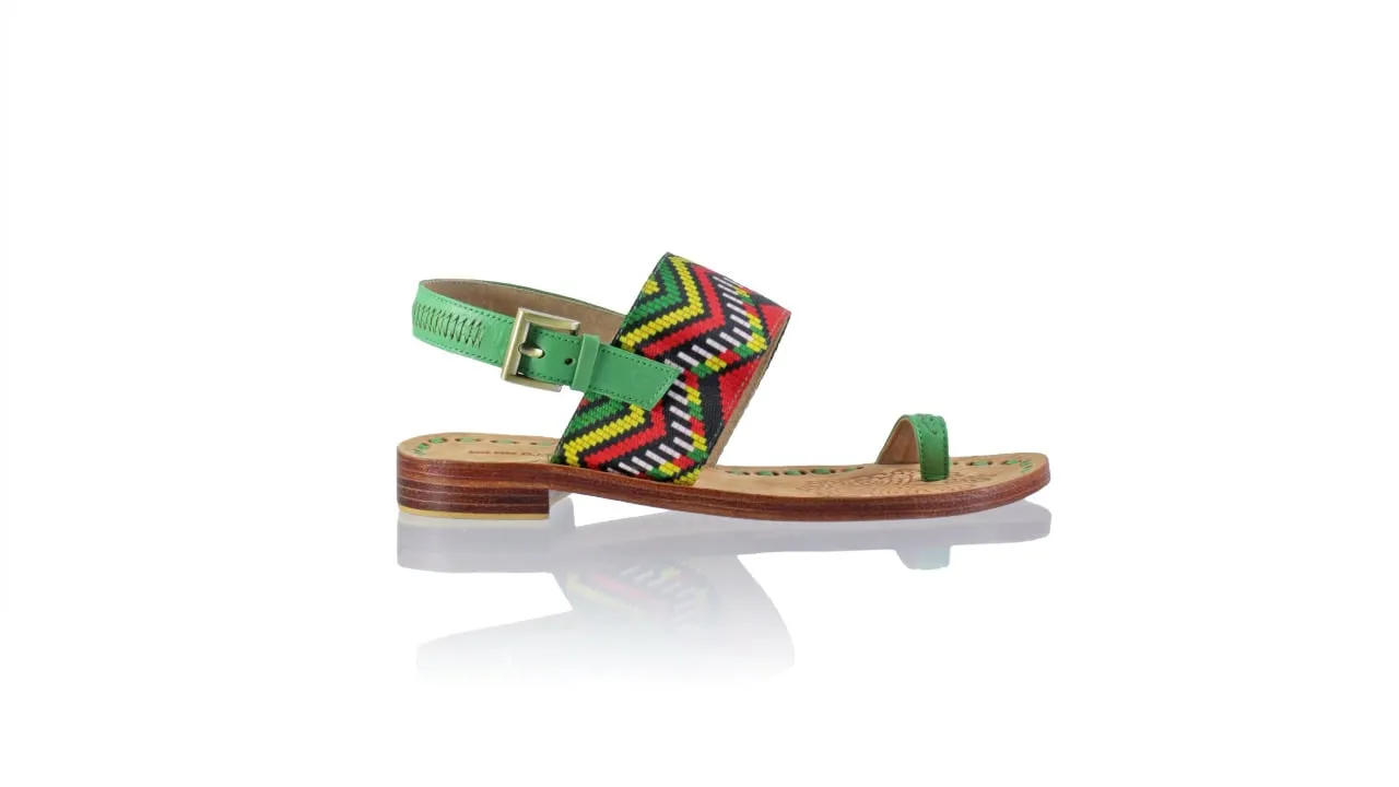 Prana 20mm Flat - Green & Rasta Zigzag Ribborn