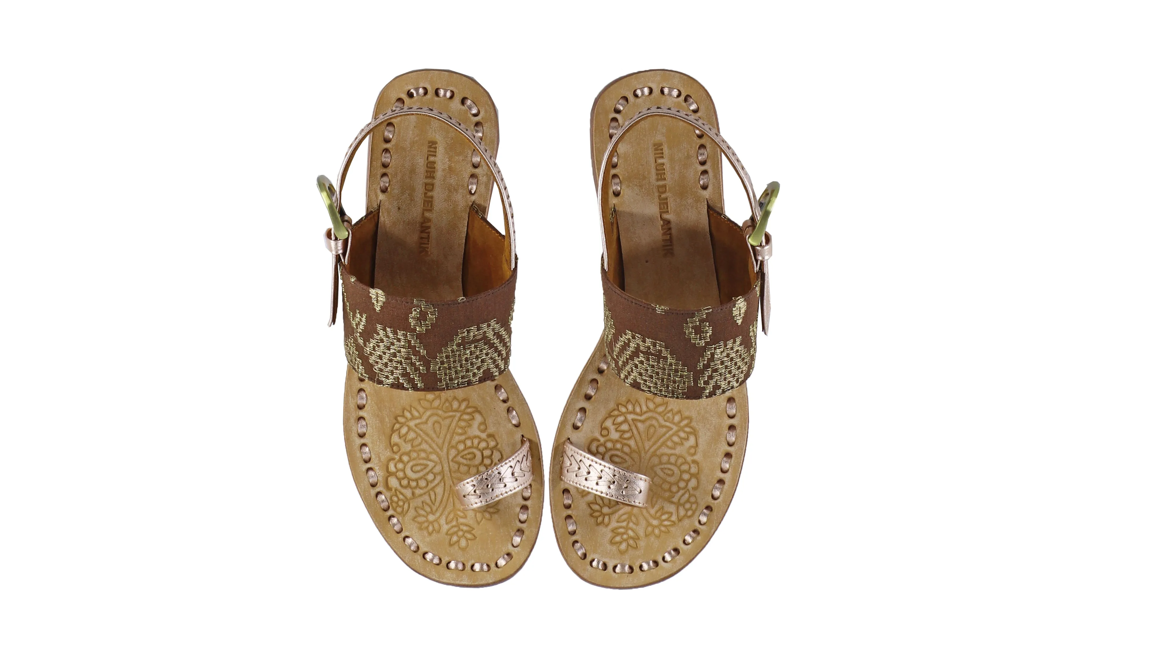 Prana 20mm Flat - Rose Gold & Brown Songket