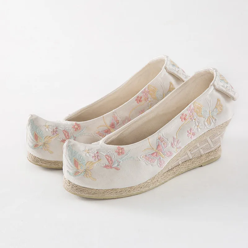 "Butterfly" Embroidered Flat & Heels Hanfu Shoes