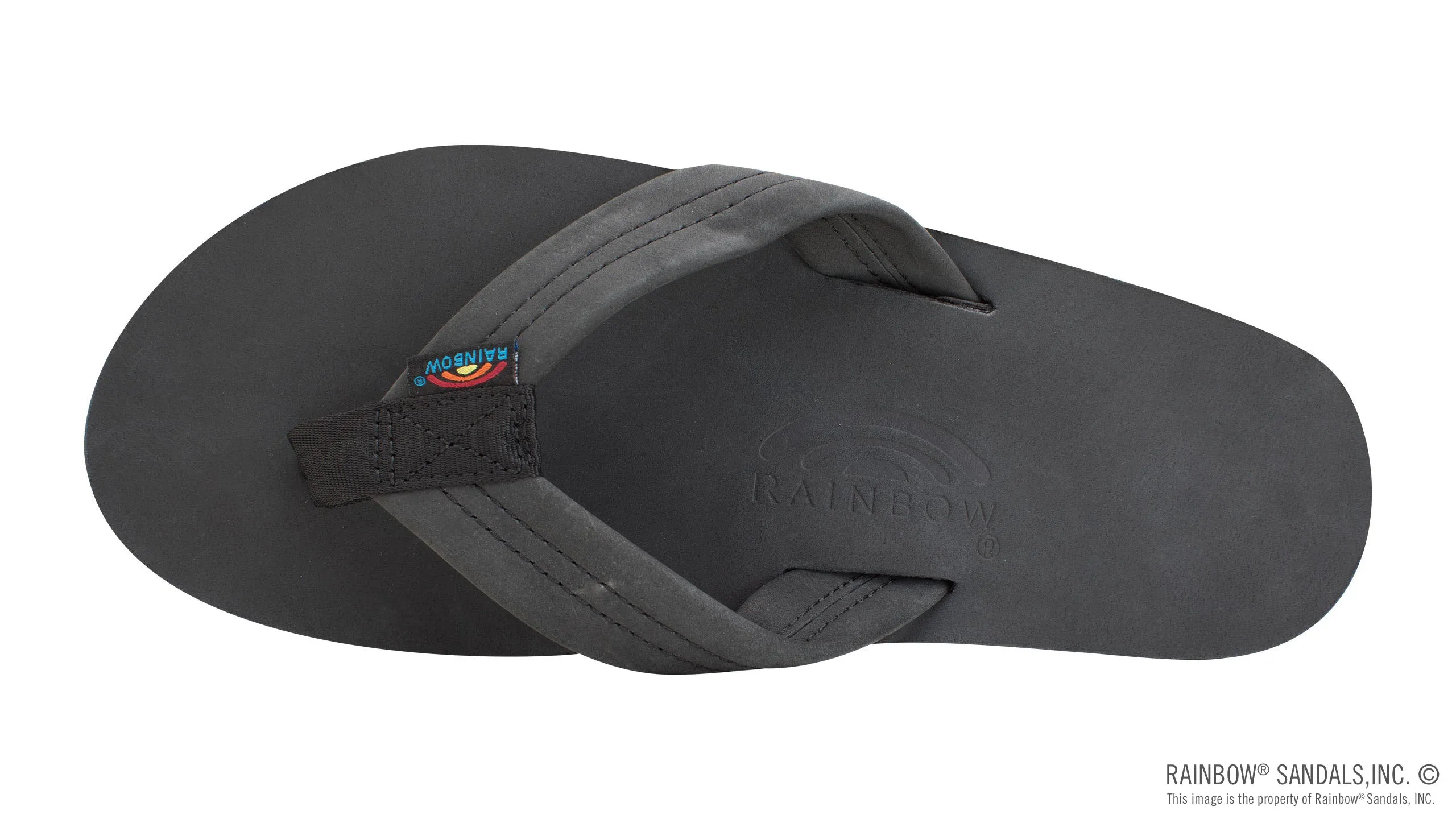 Rainbow Sandals Men's Single Layer Premier Leather with Arch Support 1" Strap - Premier Black