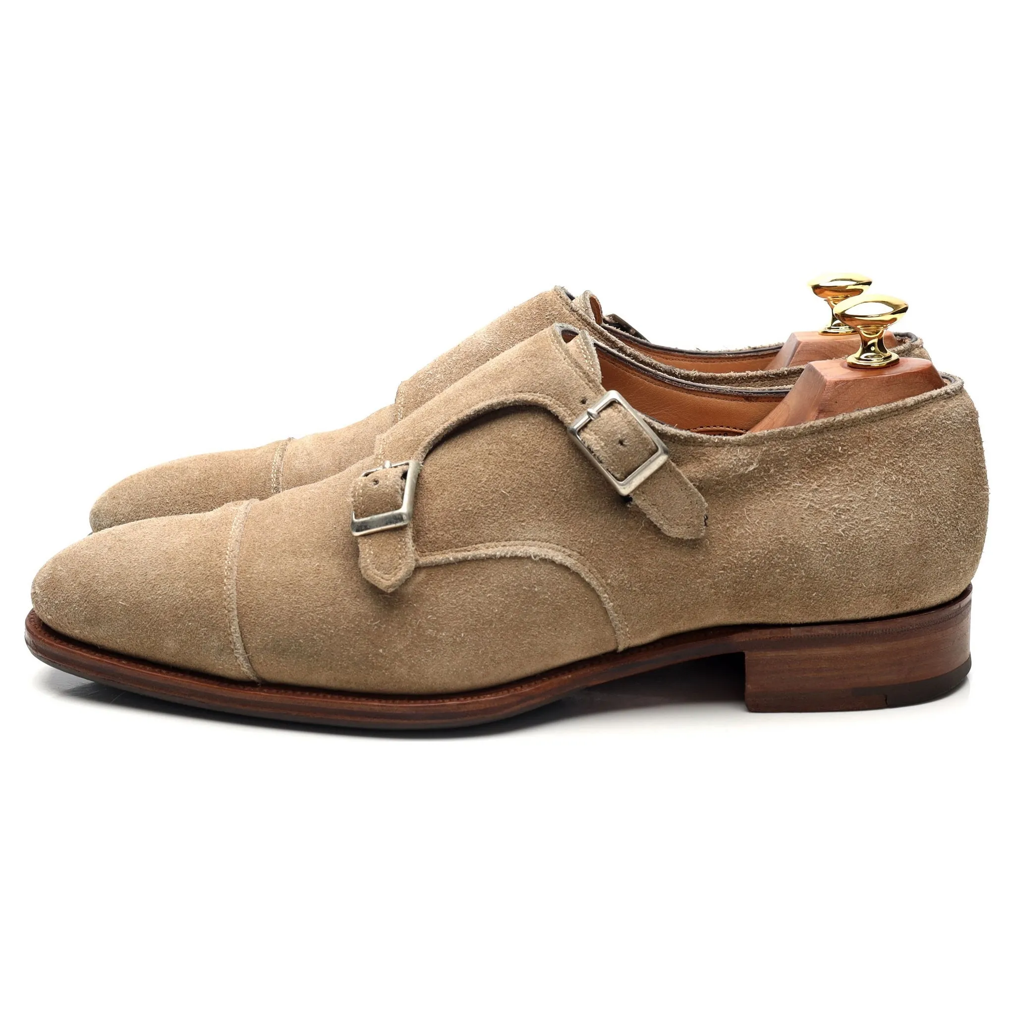 'Ramsey' Stone Suede Double Monk Strap UK 9 F