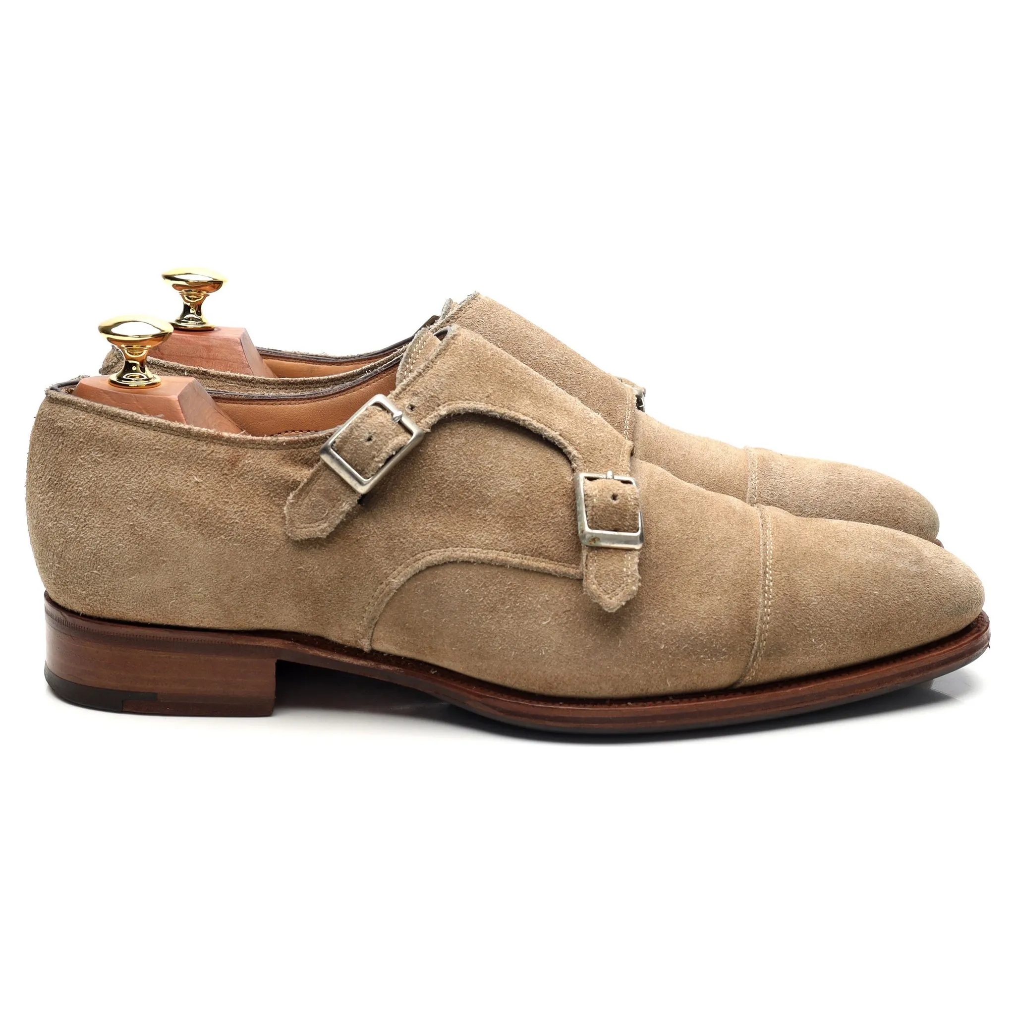 'Ramsey' Stone Suede Double Monk Strap UK 9 F