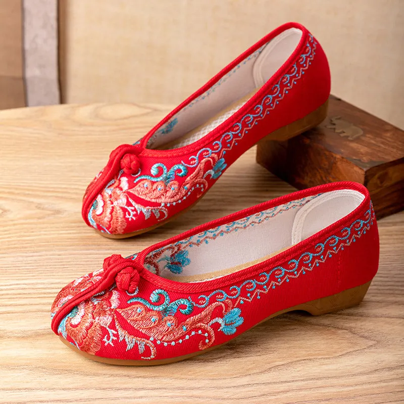 Retro Phoenix Pattern Embroidered Women's Casual Shoes