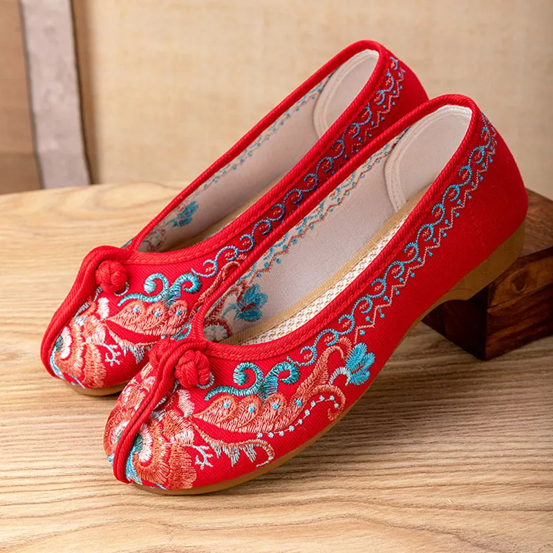 Retro Phoenix Pattern Embroidered Women's Casual Shoes