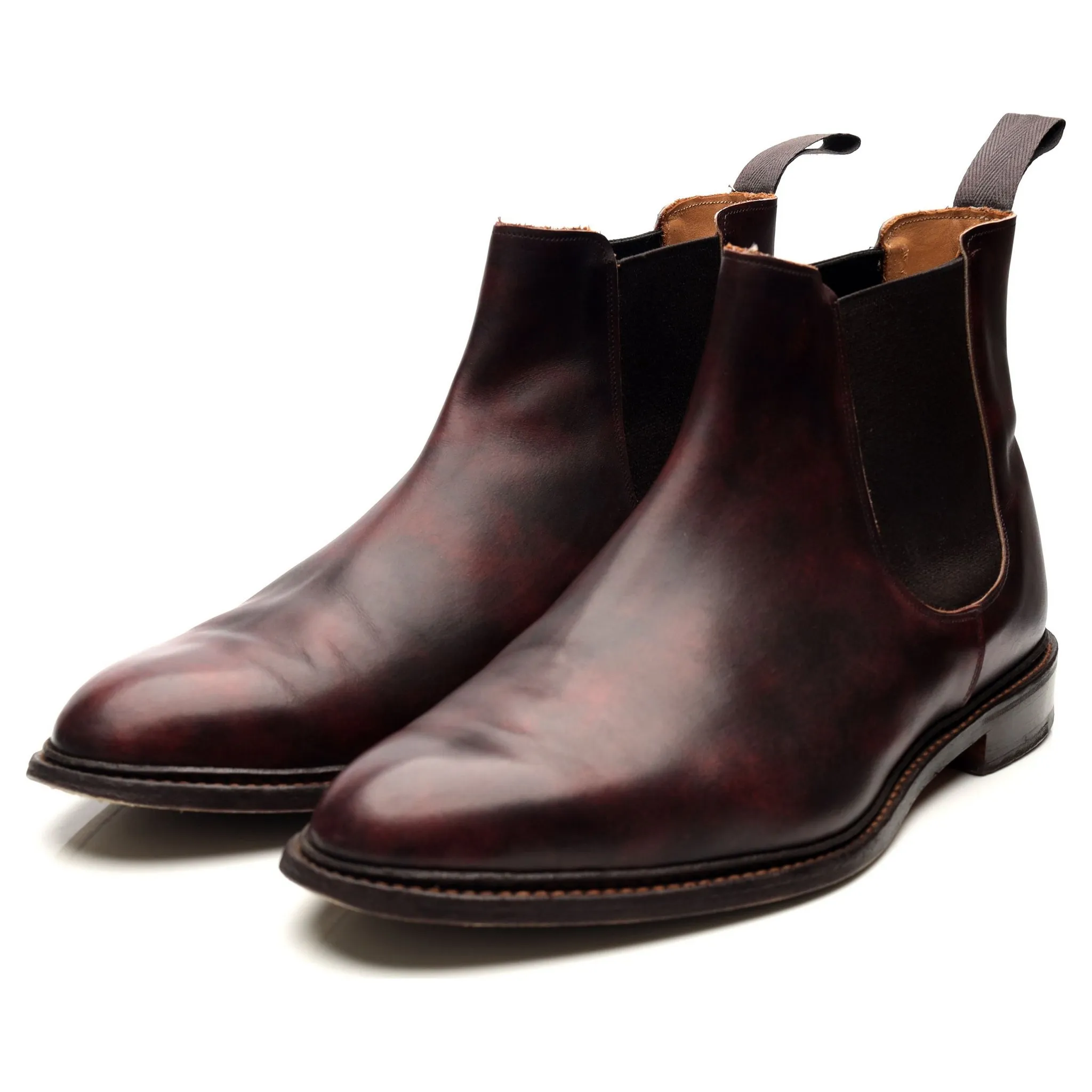 'Roxbury' Burgundy Museum Leather Chelsea Boots UK 12