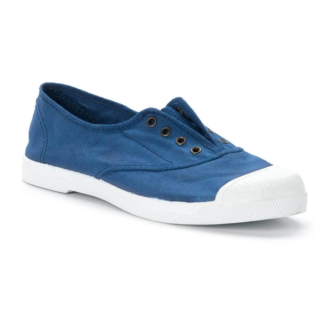 Sea Blue Cotton Slip On Plimsolls