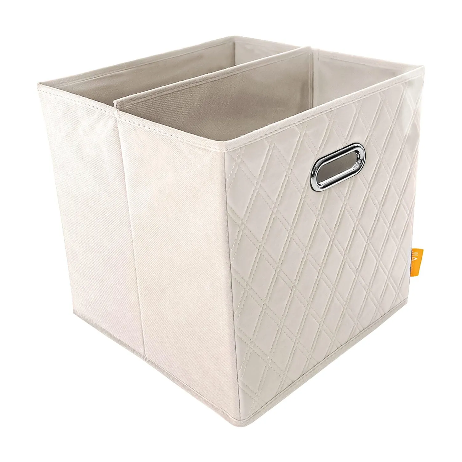 Set of 2: 11-13" Foldable Diamond Patterned Faux Leather Storage Cube Bins