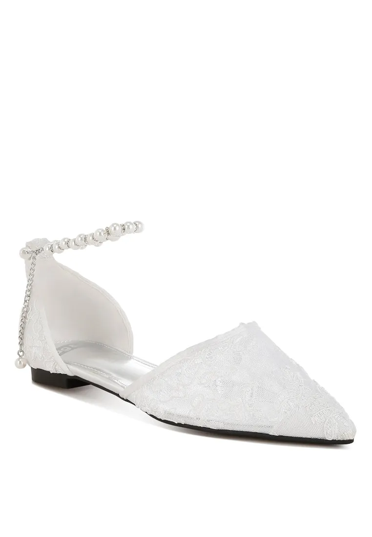 Shrami Pearl & Rhinestone Strap Flat Sandals