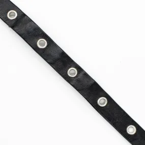 Simplicity PU Leather Grommet Trim Eyelet Tape Black & Silver 12mm