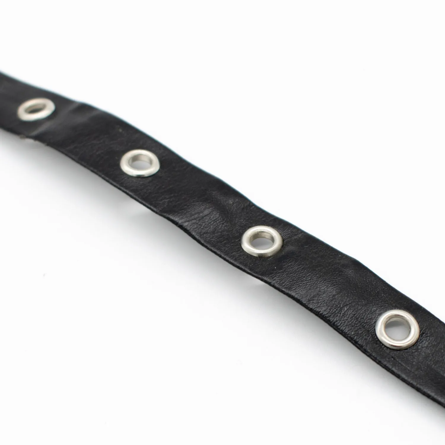 Simplicity PU Leather Grommet Trim Eyelet Tape Black & Silver 12mm