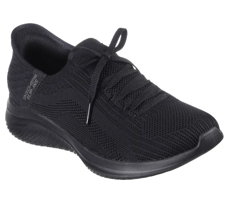 Skechers Slip Ins 149710/BBK Black Ultra Flex- Brilliant Path Womens Casual Comfort Slip On Shoes