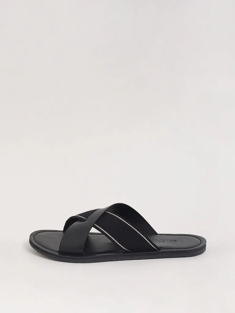 SOLEPLAY Black Cross Strap Sandals