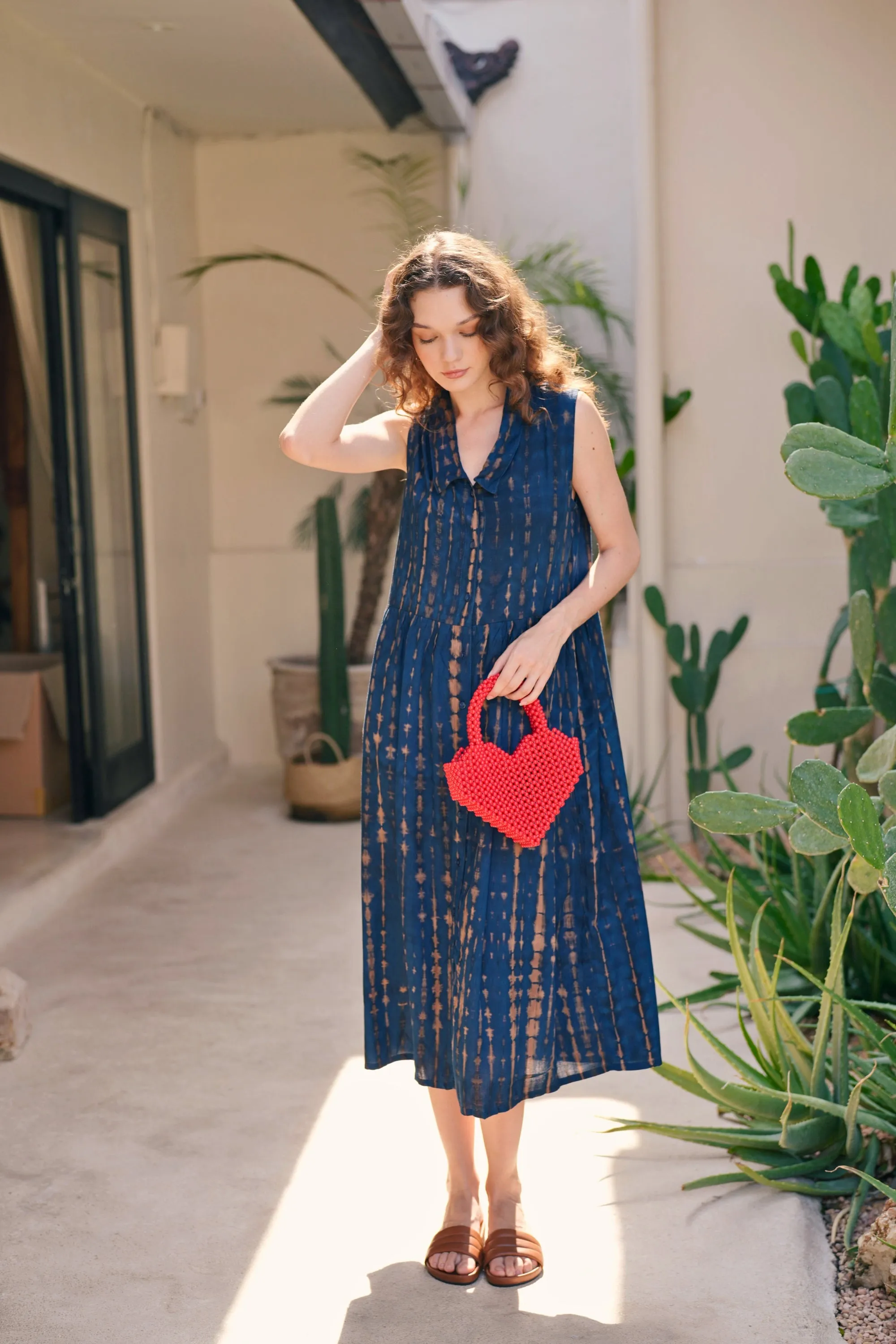 Tina Midi Dress in Ocean Blue