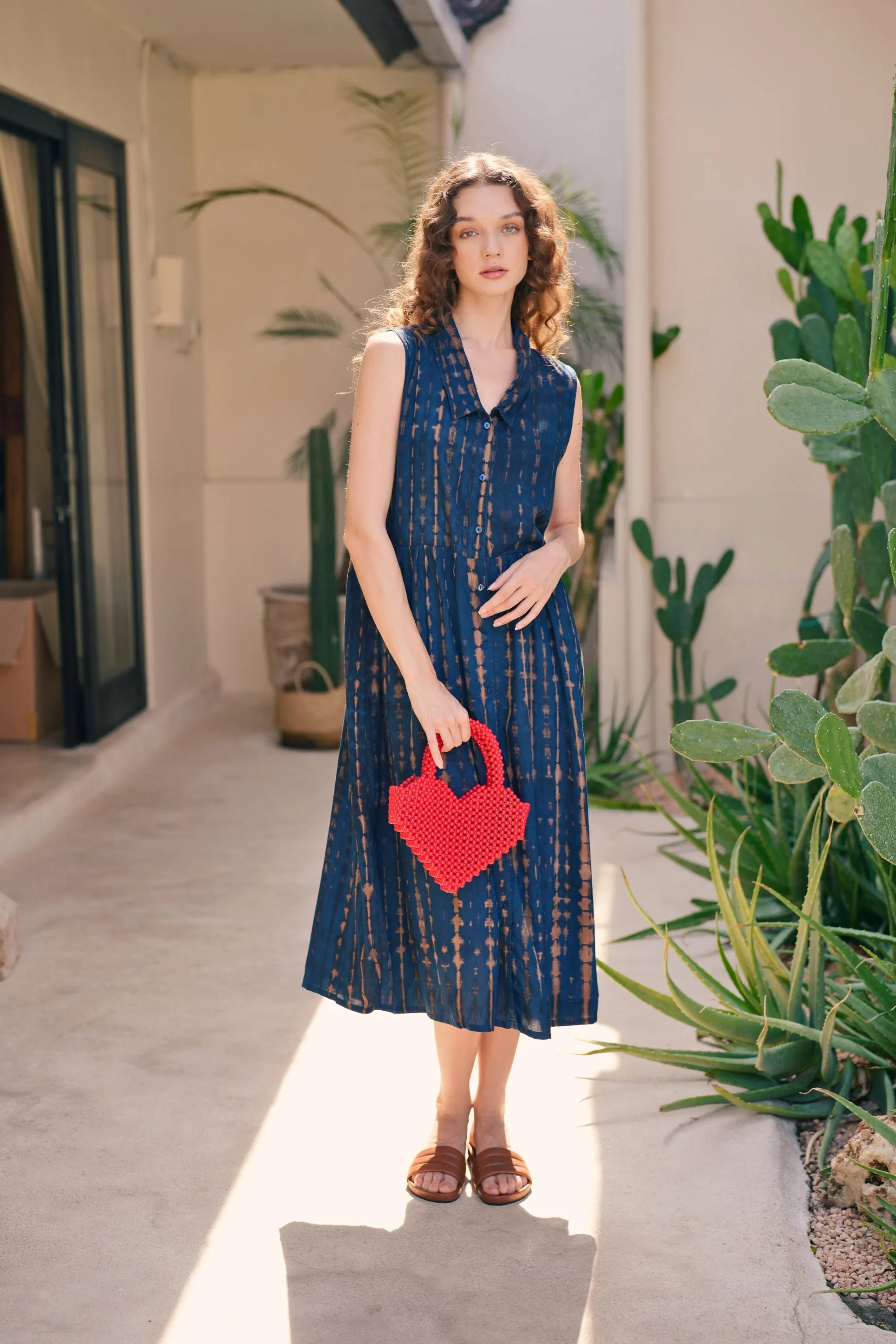 Tina Midi Dress in Ocean Blue