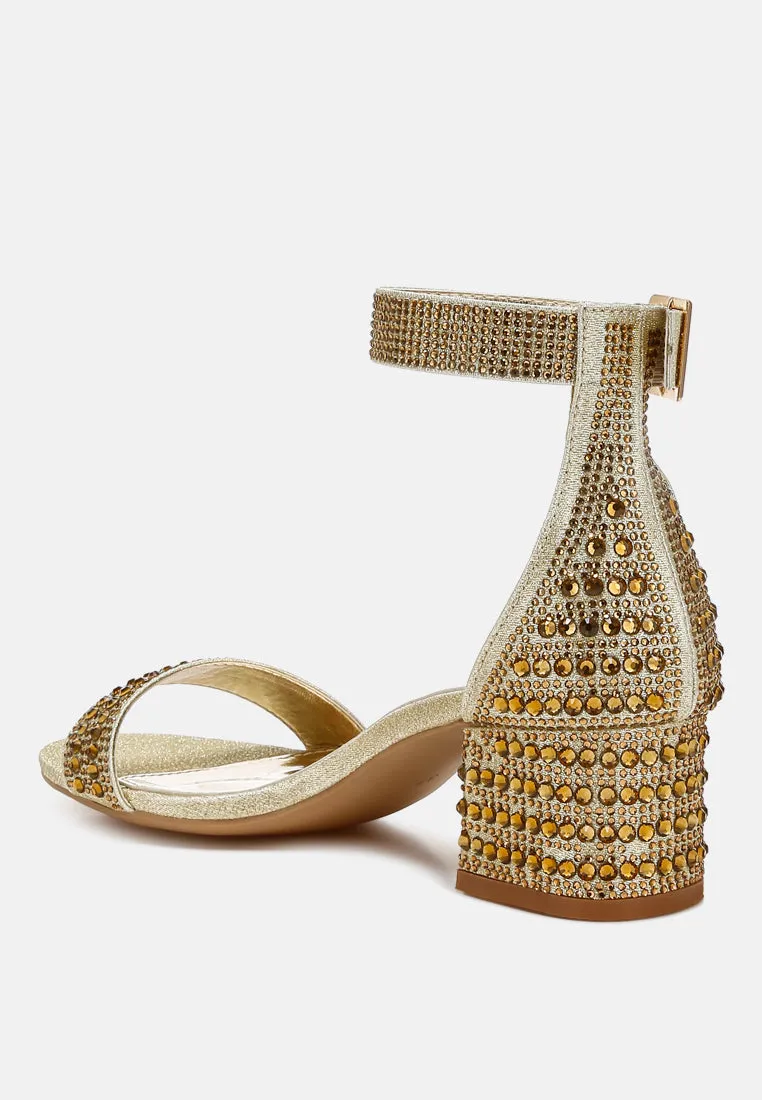 Twerky Rhinestones Embellished Block Sandals