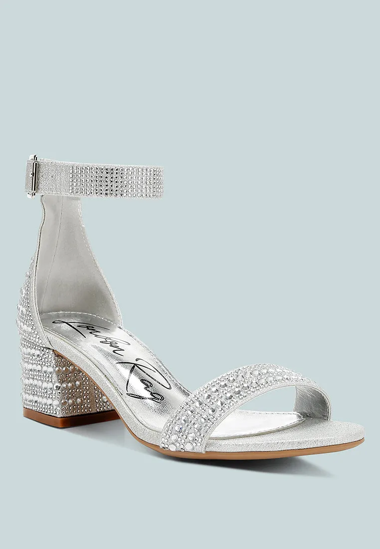 Twerky Rhinestones Embellished Block Sandals